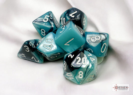 Chessex Gemini Black-Shell/white Polyhedral 7-Dice Set